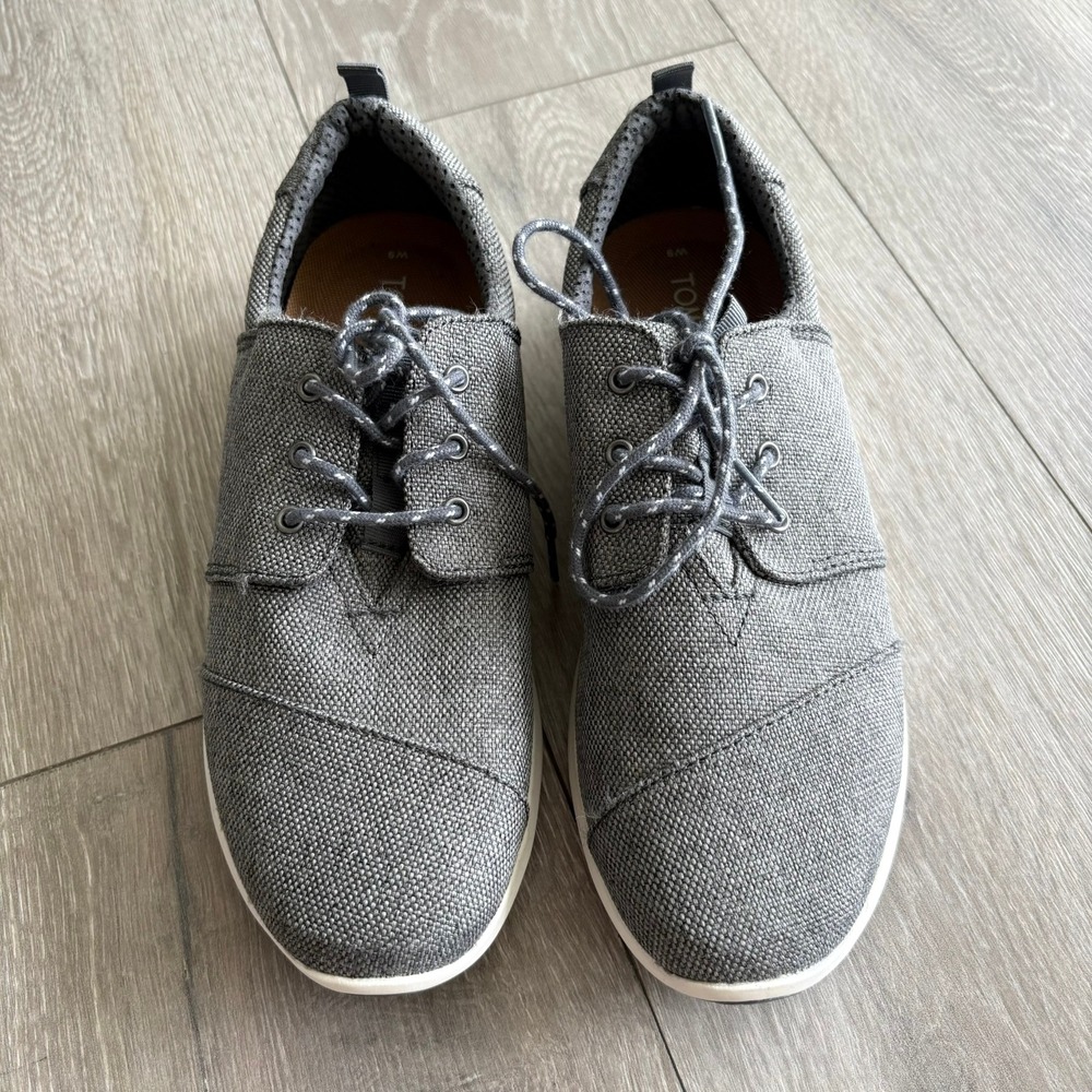 TOMS Del Rey Womens Sneakers Gray Lace Up Casual Shoes 10010856 Size 9
